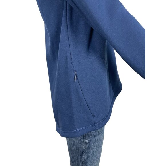 NEW Athleta Cozy Karma Asym Pullover Size Small Blue Soft Wrap Zip Neck - Picture 2 of 11